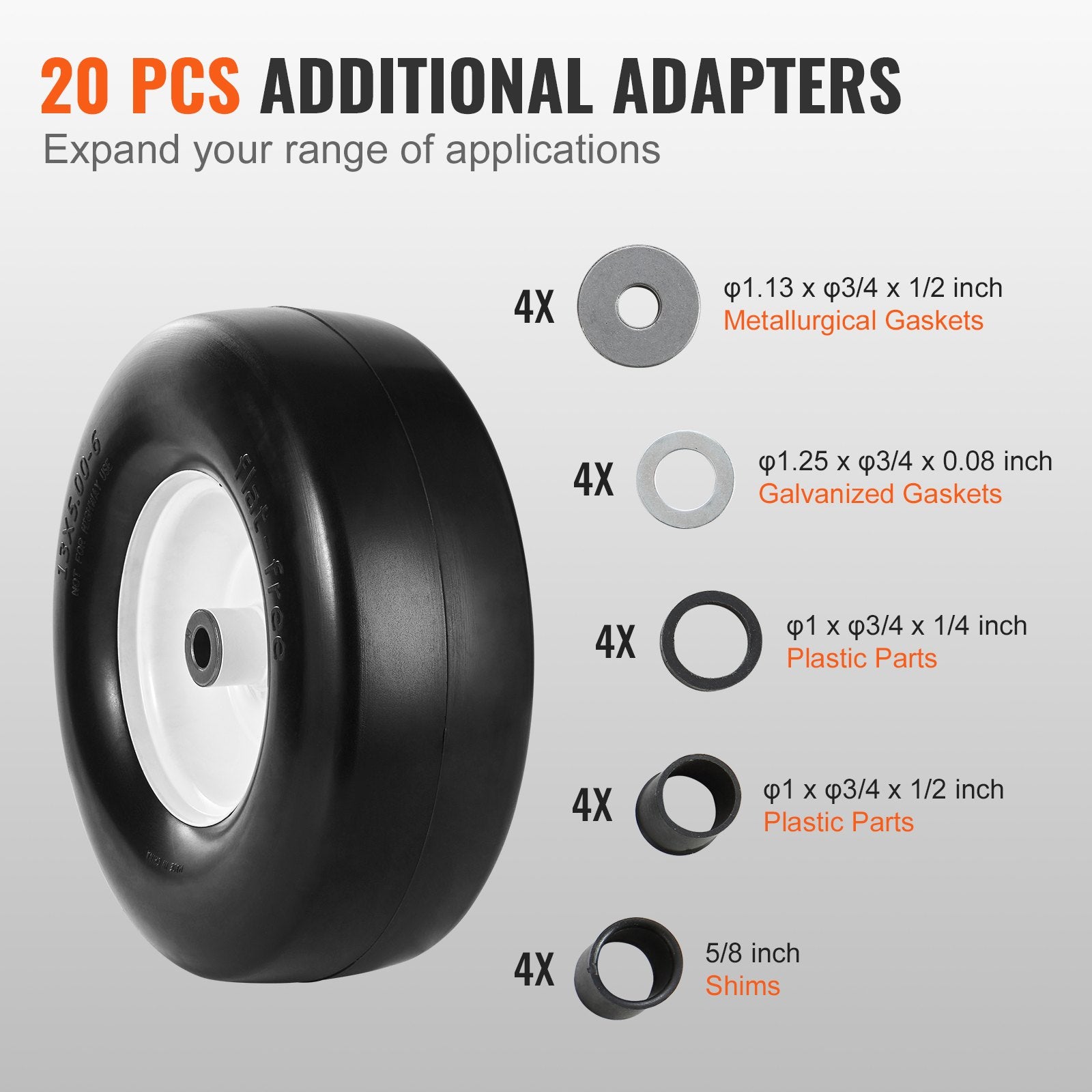 Lawn Mower Tires with Rim, 13x5-6" Tubeless Tractor Tires, 2-Pack Tire and Wheel Assembly, Flat-free PU V952-GCJLZZXLG13XLCXLGV0