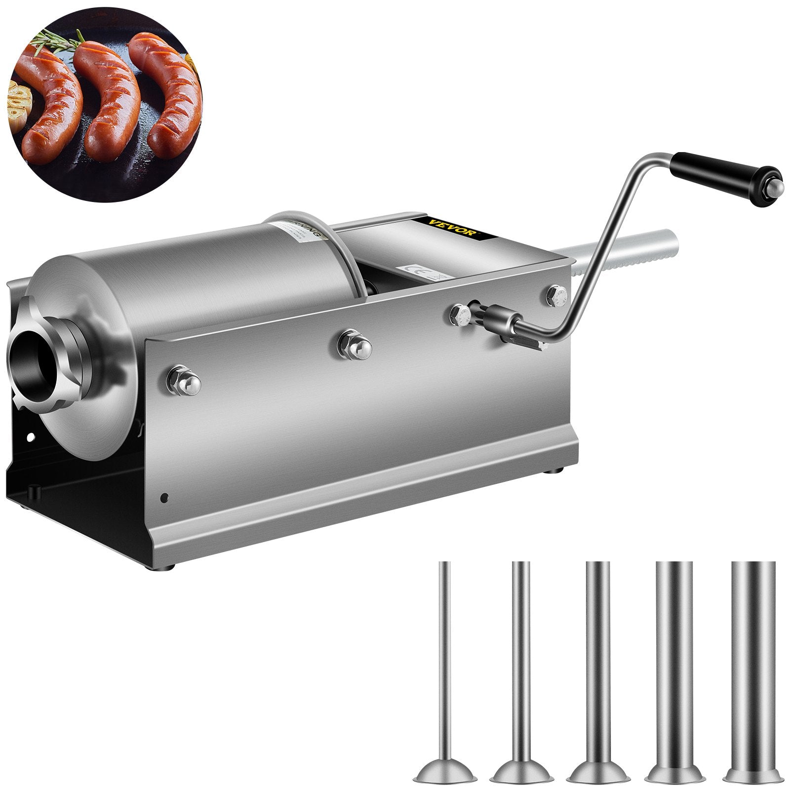 Manual Sausage Stuffer, 3 L / 7 LBS Horizontal Sausage Machine, Dual-Speed Meat Stuffer, Made of Food-Grade V952-GCJSDSPS3L0000001V0