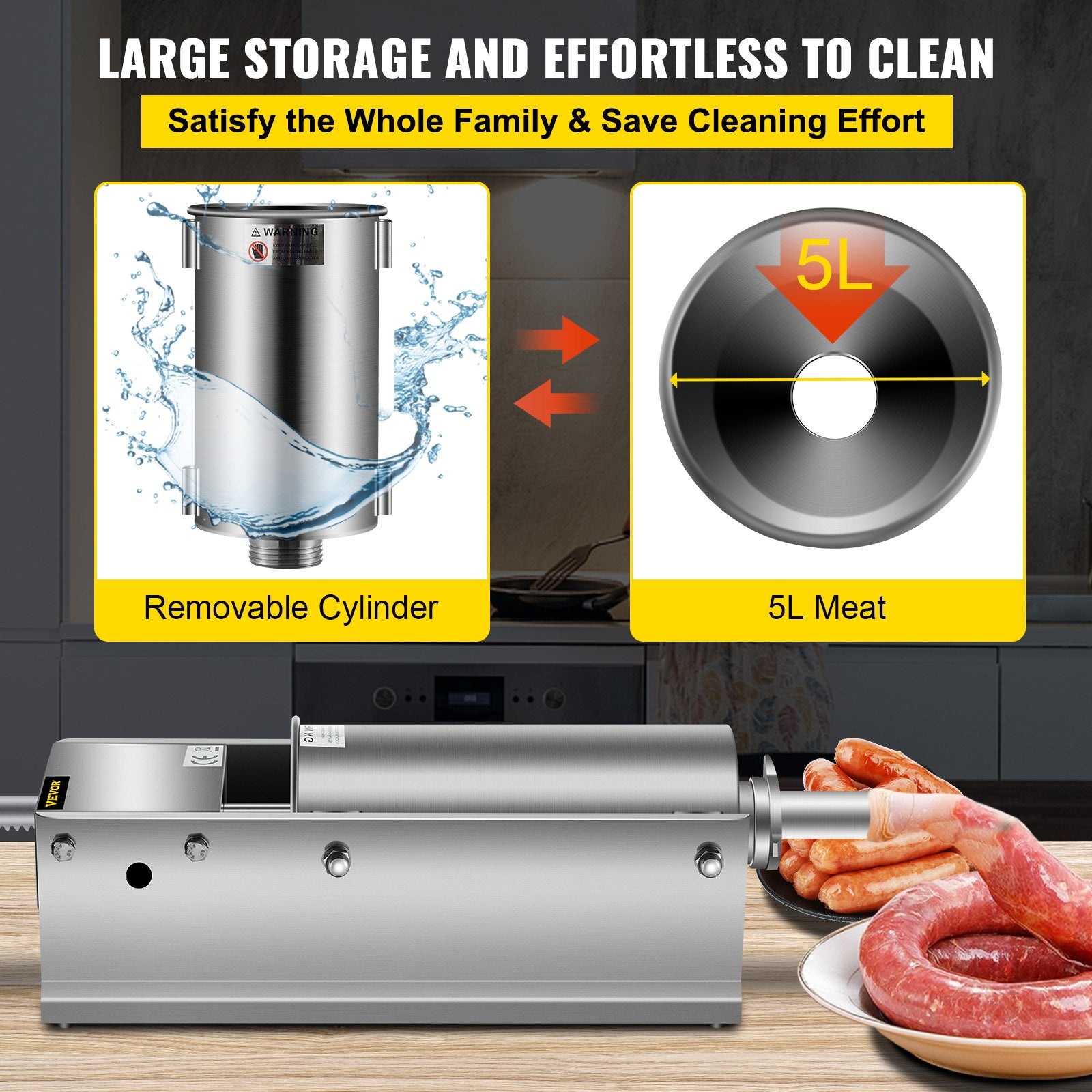 Manual Sausage Stuffer, 5 L / 11 LBS Horizontal Sausage Machine, Dual-Speed Meat Stuffer, Made of Food-Grade V952-GCJSDSPS5L0000001V0
