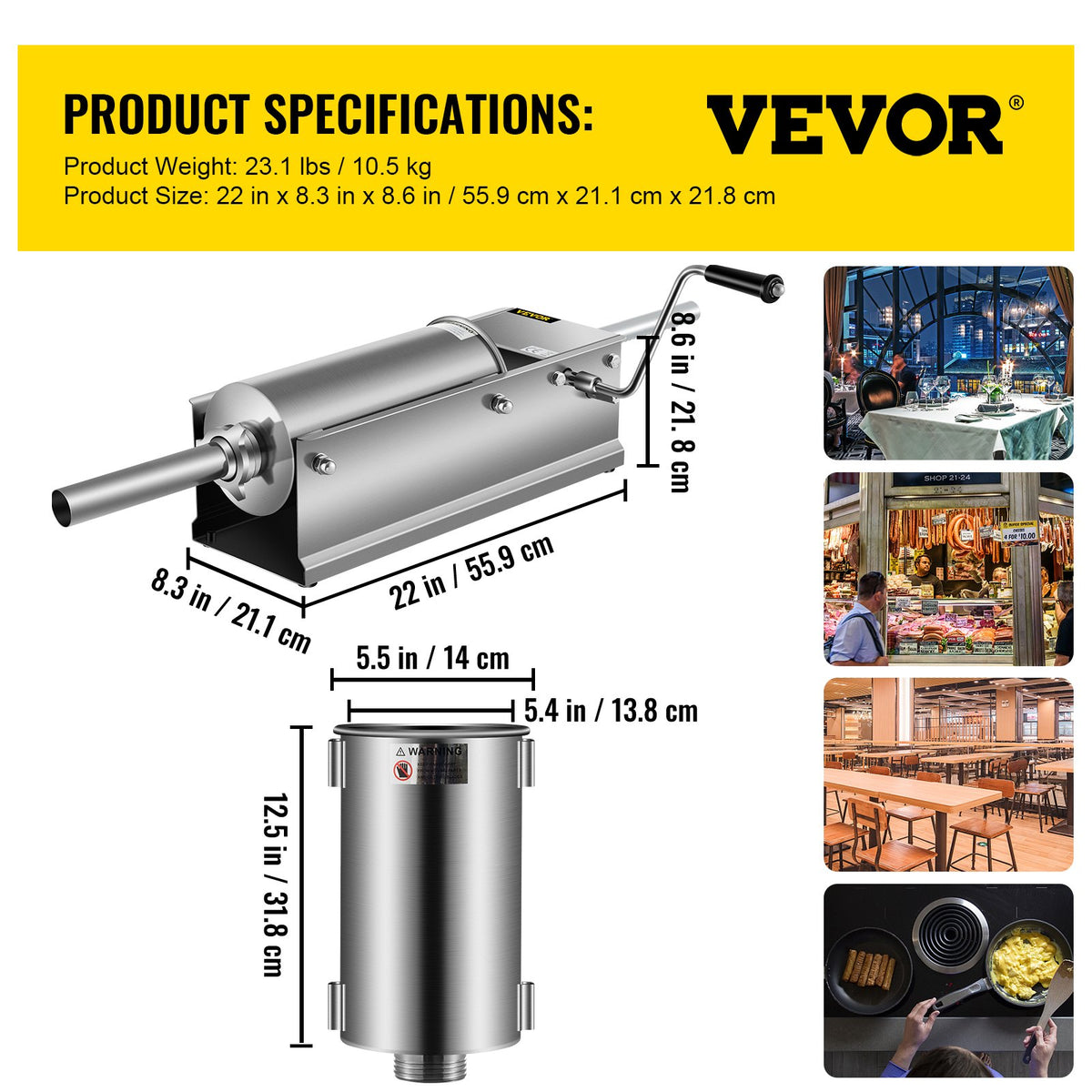 Manual Sausage Stuffer, 5 L / 11 LBS Horizontal Sausage Machine, Dual-Speed Meat Stuffer, Made of Food-Grade V952-GCJSDSPS5L0000001V0