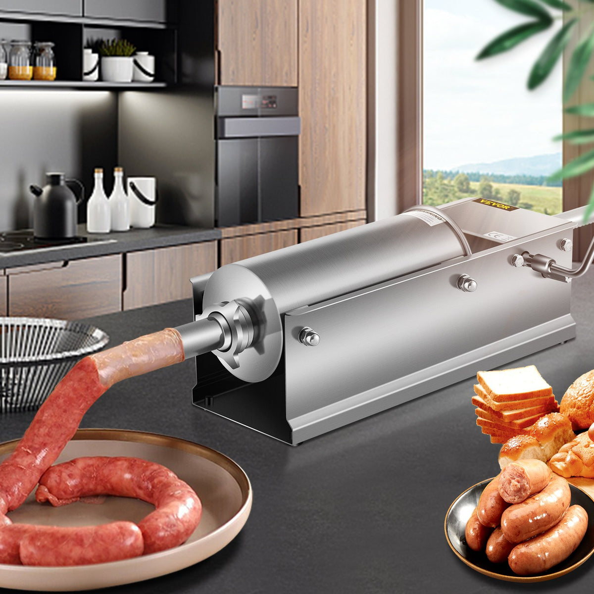 Manual Sausage Stuffer, 5 L / 11 LBS Horizontal Sausage Machine, Dual-Speed Meat Stuffer, Made of Food-Grade V952-GCJSDSPS5L0000001V0