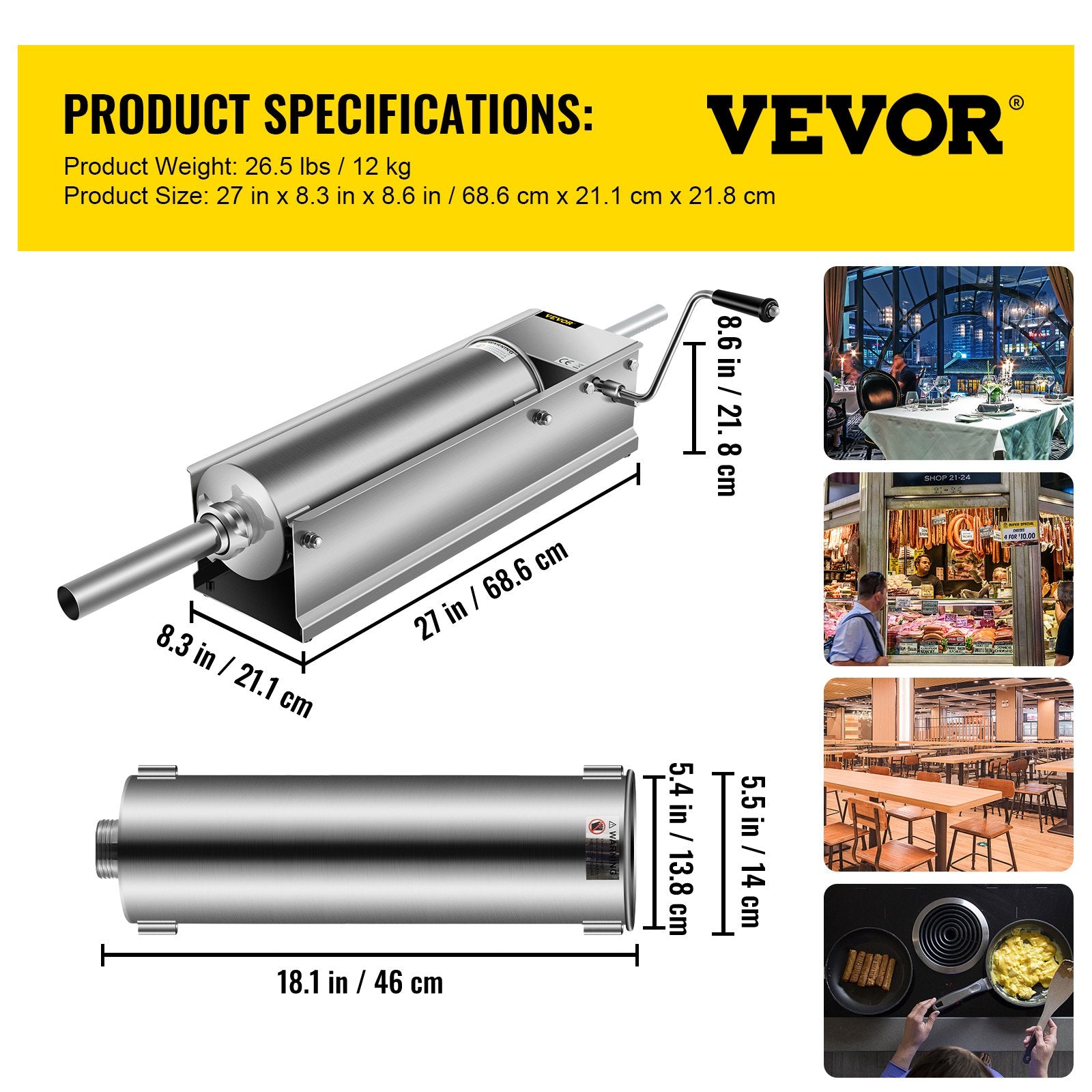 Manual Sausage Stuffer, 7 L / 15 LBS Horizontal Sausage Machine, Dual-Speed Meat Stuffer, Made of Food-Grade V952-GCJSDSPS7L0000001V0