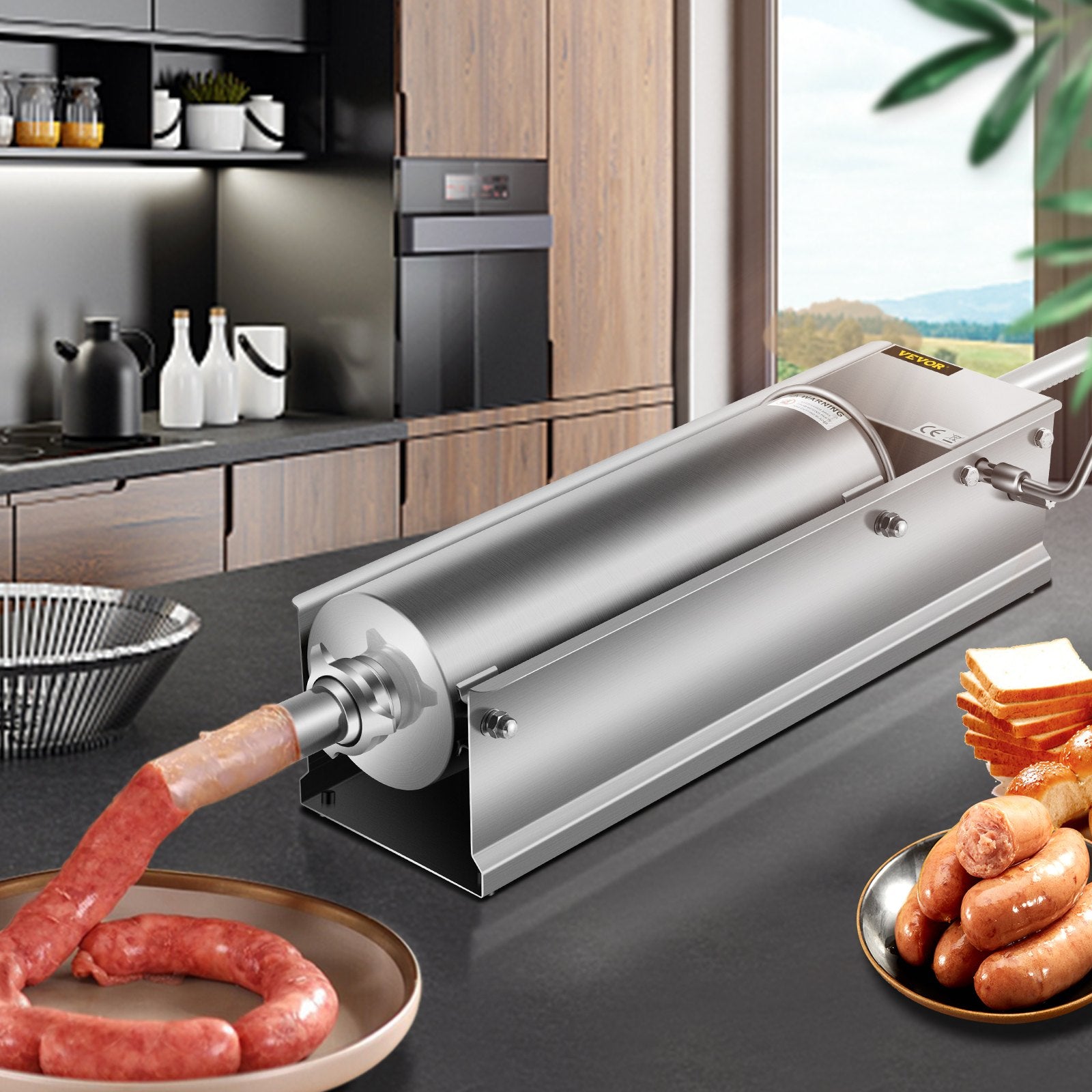 Manual Sausage Stuffer, 7 L / 15 LBS Horizontal Sausage Machine, Dual-Speed Meat Stuffer, Made of Food-Grade V952-GCJSDSPS7L0000001V0