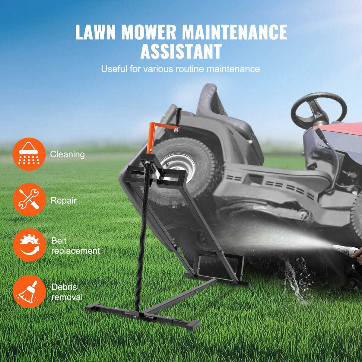 Ride on Lawn Mower Lift Jack, 880 Lbs Weight Capacity, Telescopic Maintenance Jack with Crank Handle & Power V952-GCJSJJSGS880KCFZHV0