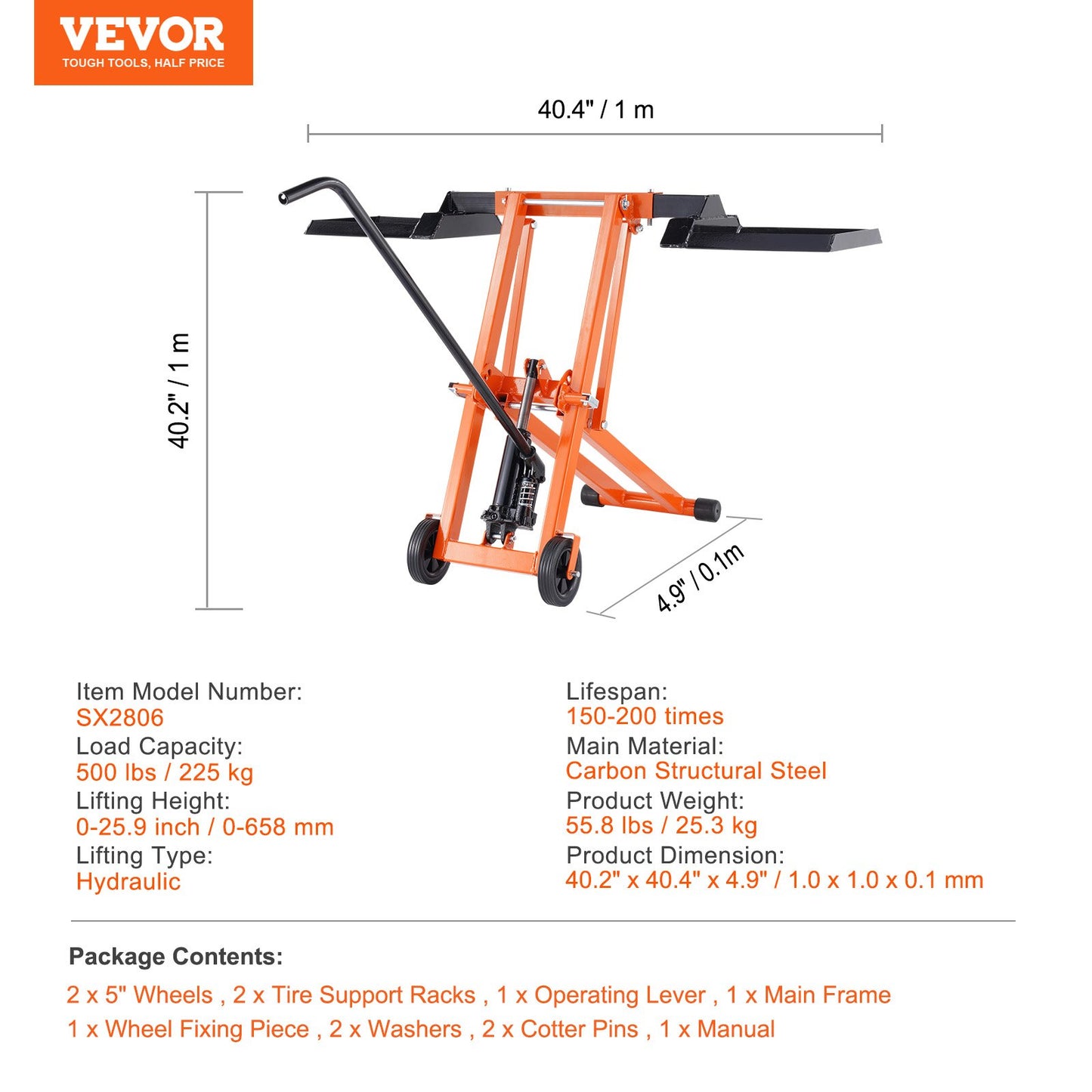 Lawn Mower Lift with Hydraulic Jack, 500 Lbs Weight Capacity, Solid Carbon Steel Lawn Mower Lift, Adjustable V952-GCJSJJYYS500E2M1RV0