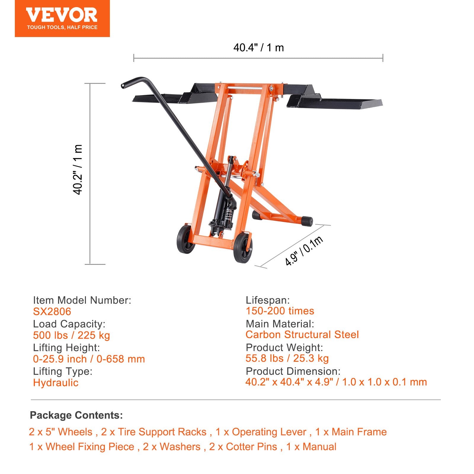 Lawn Mower Lift with Hydraulic Jack, 500 Lbs Weight Capacity, Solid Carbon Steel Lawn Mower Lift, Adjustable V952-GCJSJJYYS500E2M1RV0