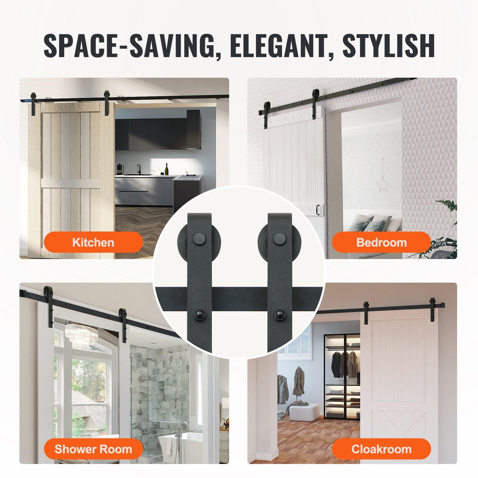 8FT Sliding Barn Door Hardware Closet Track Kit for Single Door J Hanger V952-GCYMWJTJHS8FCZEIRV0