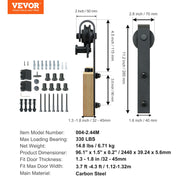 8FT Sliding Barn Door Hardware Closet Track Kit for Single Door J Hanger V952-GCYMWJTJHS8FCZEIRV0