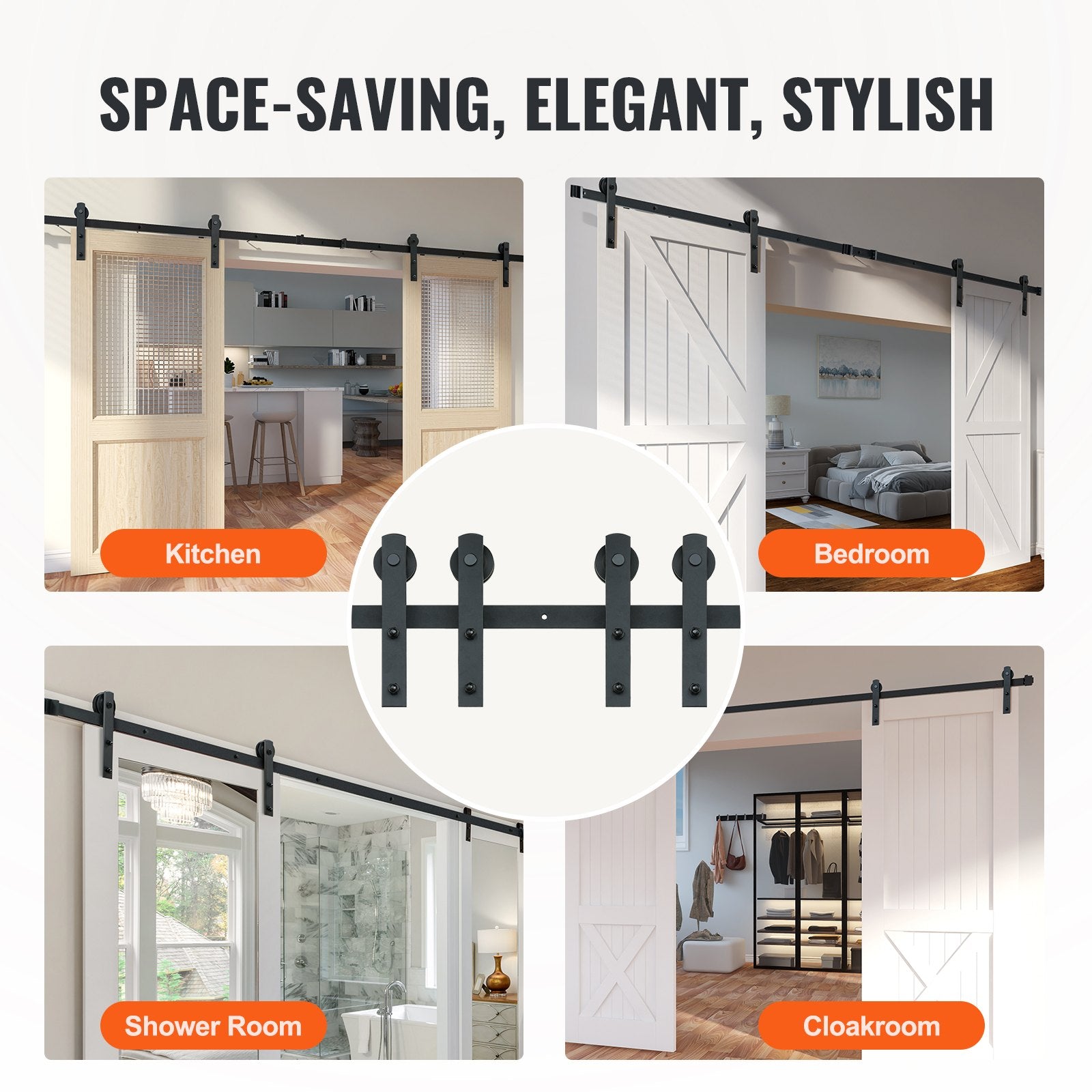 8FT Sliding Barn Door Hardware Closet Track Kit for Double Doors I Hanger V952-GCYMWJTJHS8FD5SVJV0
