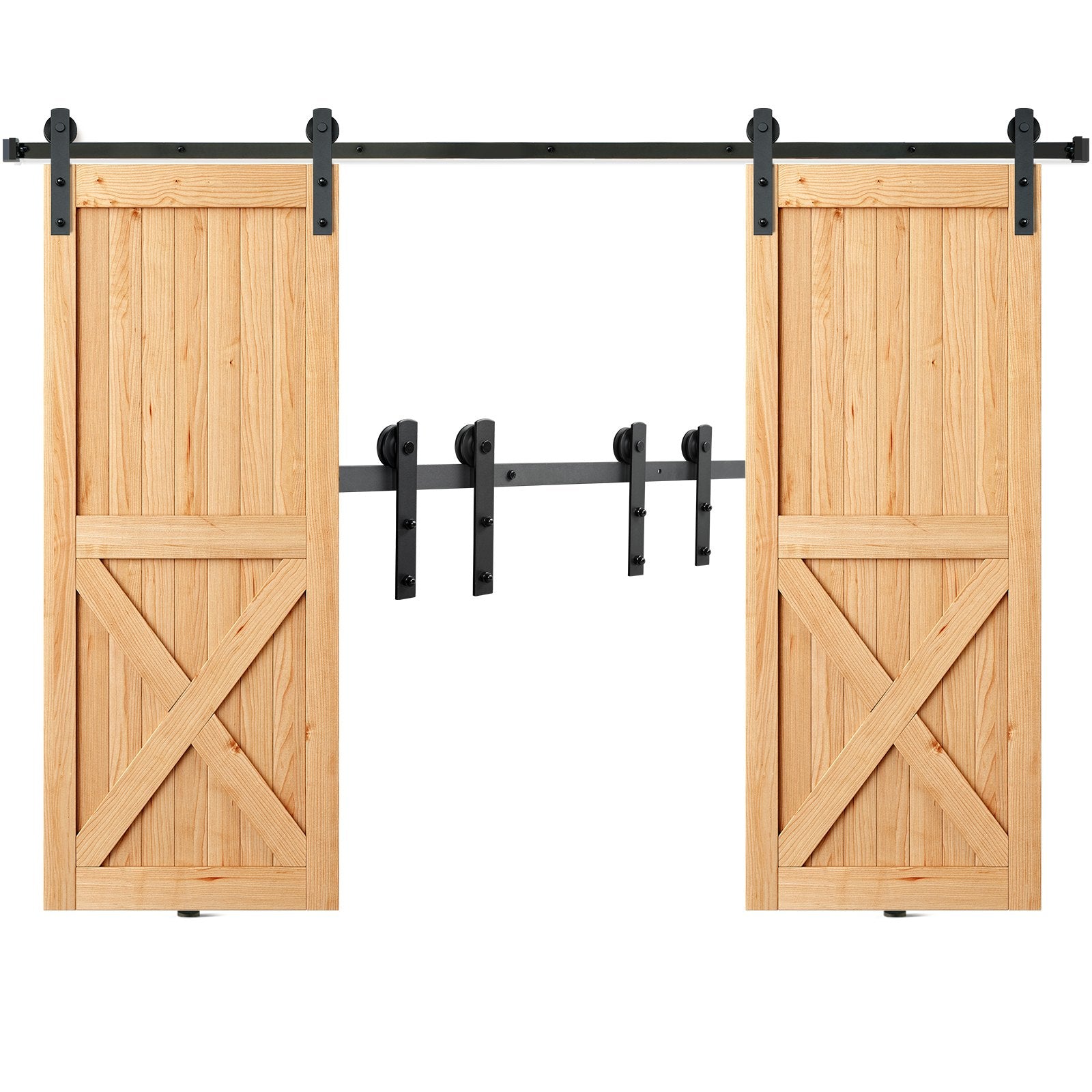 8FT Sliding Barn Door Hardware Closet Track Kit for Double Doors I Hanger V952-GCYMWJTJHS8FD5SVJV0