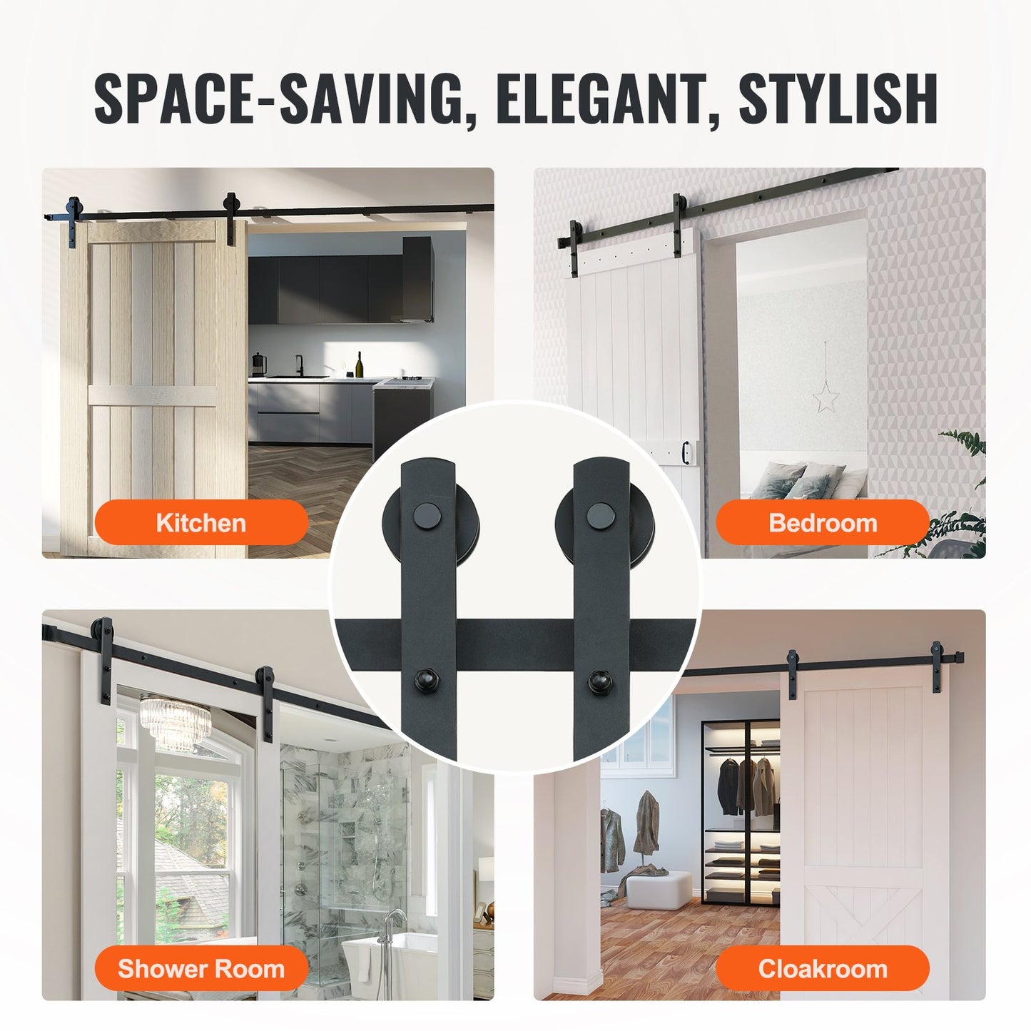 8FT Sliding Barn Door Hardware Closet Track Kit for Single Door I Hanger V952-GCYMWJTJHS8FDEY4EV0