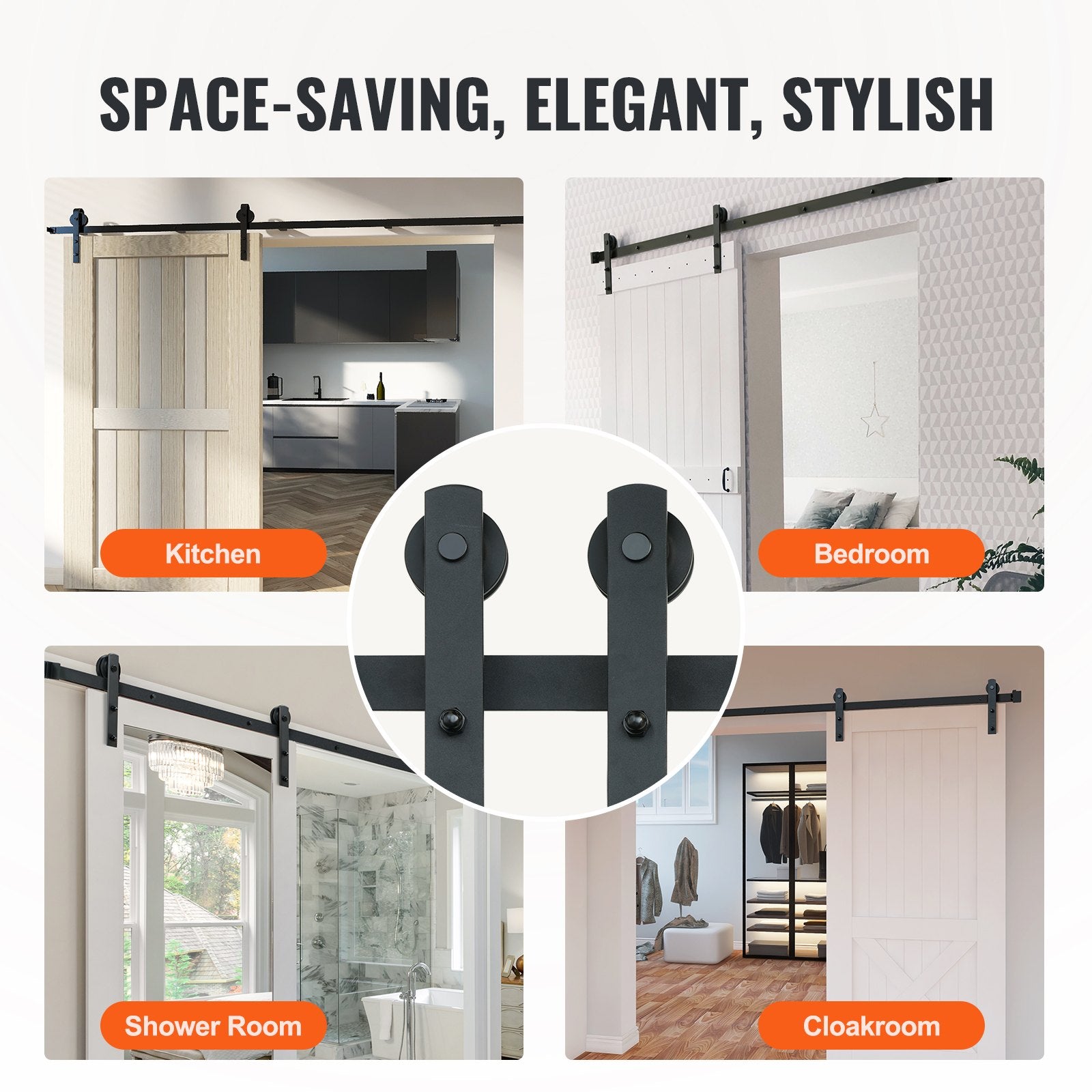 8FT Sliding Barn Door Hardware Closet Track Kit for Single Door I Hanger V952-GCYMWJTJHS8FDEY4EV0