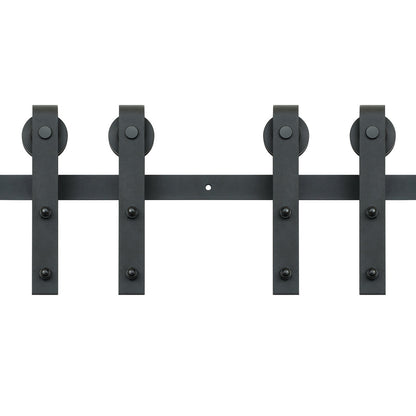 2440 mm Sliding Barn Door Hardware Closet Track Kit for Double Doors J Hanger V952-GCYMWJTJHS8FLSQZJV0