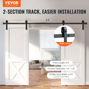 2440 mm Sliding Barn Door Hardware Closet Track Kit for Double Doors J Hanger V952-GCYMWJTJHS8FLSQZJV0