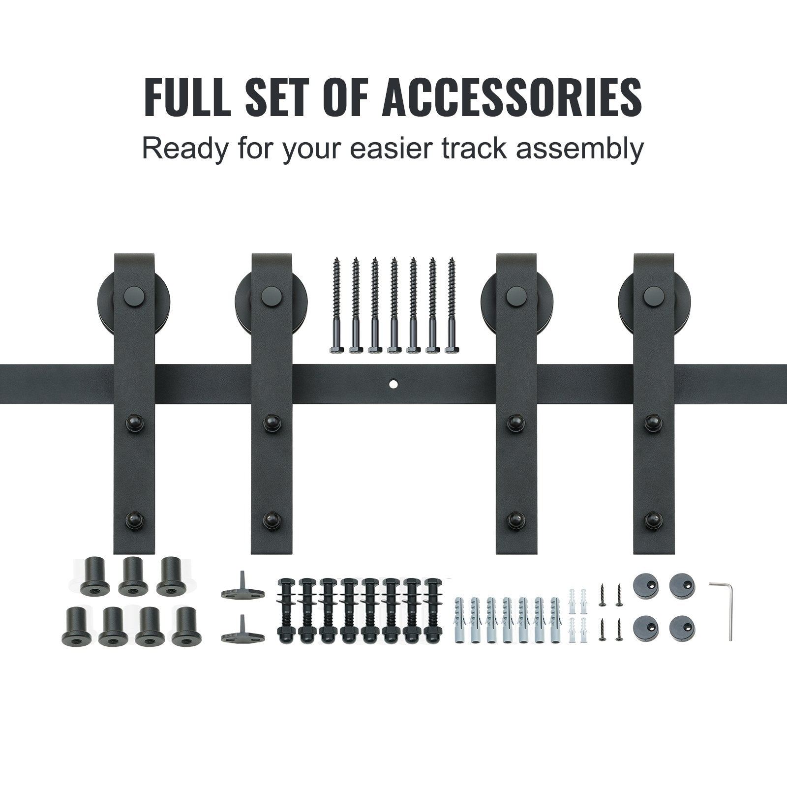 2440 mm Sliding Barn Door Hardware Closet Track Kit for Double Doors J Hanger V952-GCYMWJTJHS8FLSQZJV0