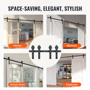2440 mm Sliding Barn Door Hardware Closet Track Kit for Double Doors J Hanger V952-GCYMWJTJHS8FLSQZJV0