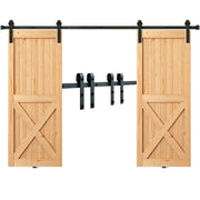 2440 mm Sliding Barn Door Hardware Closet Track Kit for Double Doors J Hanger V952-GCYMWJTJHS8FLSQZJV0