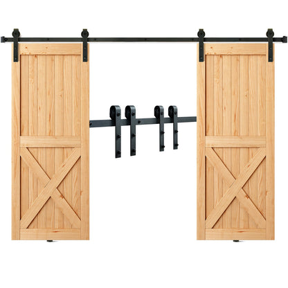 2440 mm Sliding Barn Door Hardware Closet Track Kit for Double Doors J Hanger V952-GCYMWJTJHS8FLSQZJV0