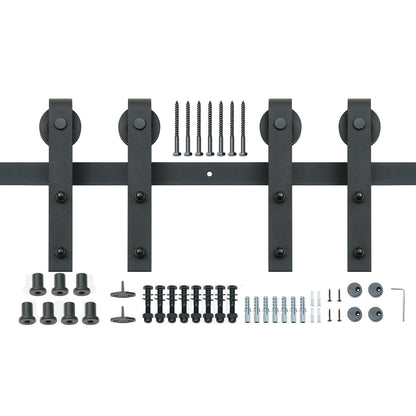 2440 mm Sliding Barn Door Hardware Closet Track Kit for Double Doors J Hanger V952-GCYMWJTJHS8FLSQZJV0