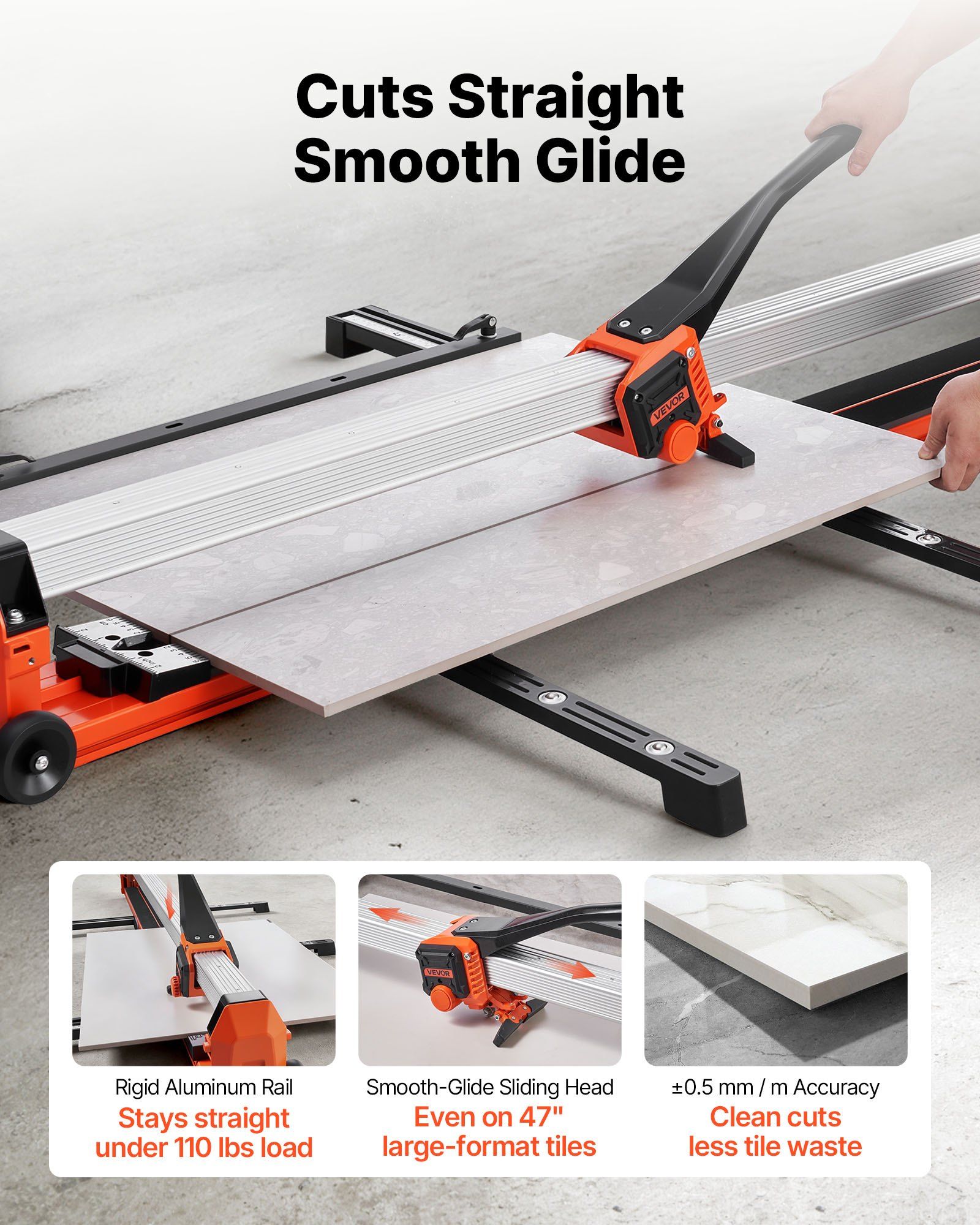 1200 mm Manual Tile Cutter, Upgraded Rail and Sliding Head, Precision Alignment Guide, Tungsten Carbide V952-GDDZDGHHDTSJBBPZL001V0