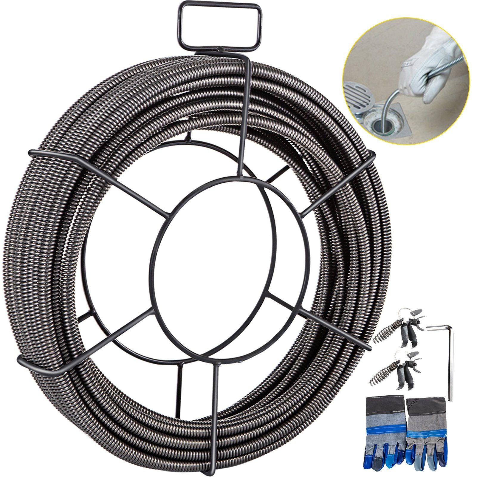 Drain Cleaning Cable 100 Feet x 3/8 Inch Solid Core Cable Sewer Cable Drain Auger Cable Cleaner Snake Clog V952-GDGJTZ100FT380001V0