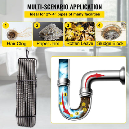 Drain Cleaning Cable 100 Feet x 3/8 Inch Solid Core Cable Sewer Cable Drain Auger Cable Cleaner Snake Clog V952-GDGJTZ100FT380001V0
