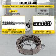 Drain Cleaning Cable 100 Feet x 3/8 Inch Solid Core Cable Sewer Cable Drain Auger Cable Cleaner Snake Clog V952-GDGJTZ100FT380001V0