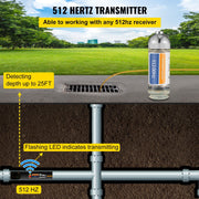 Sonde Locator, 512 Hertz Frequency, Rigid Drain Locator with 8/5" and 1/4-20" Connectors for Locating & V952-GDKSYWWW512HZZDWEV0