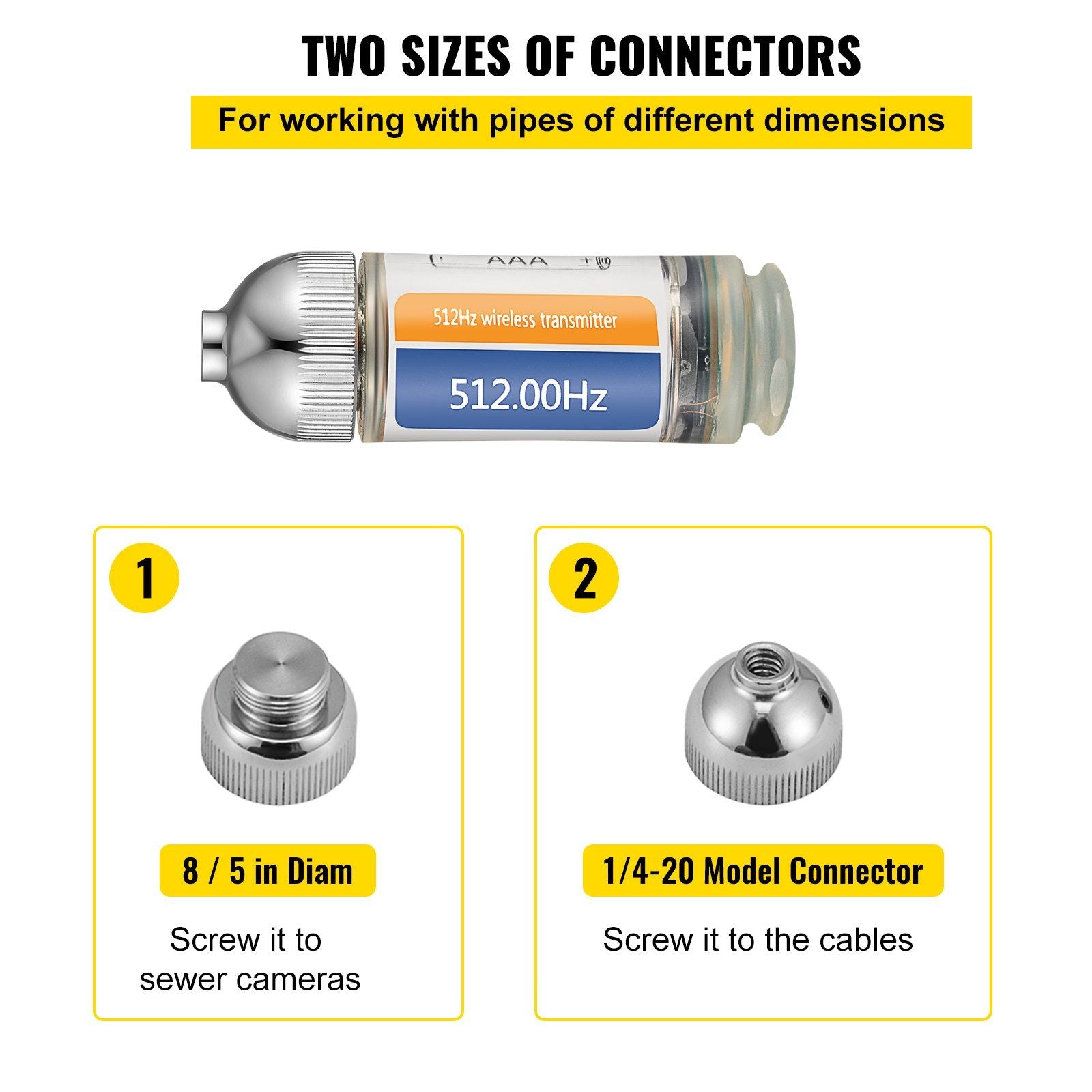 Sonde Locator, 512 Hertz Frequency, Rigid Drain Locator with 8/5" and 1/4-20" Connectors for Locating & V952-GDKSYWWW512HZZDWEV0