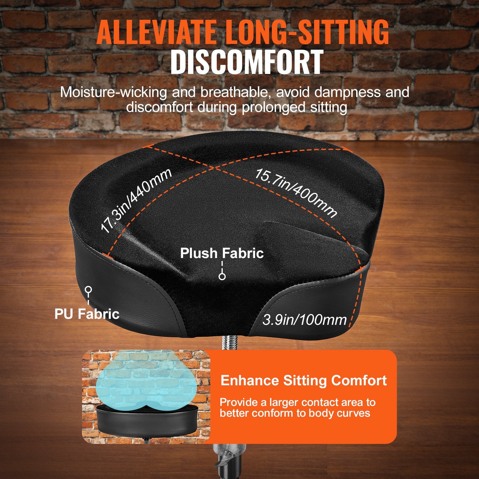 Saddle Drum Throne, 560-705 mm Height Adjustable, Padded Drum Stool Seat with Anti-Slip Feet Drumsticks 227 V952-GDLSSWKBMA00FGHQKV0