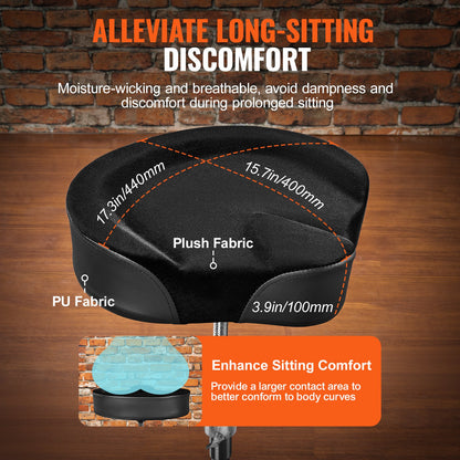 Saddle Drum Throne, 560-705 mm Height Adjustable, Padded Drum Stool Seat with Anti-Slip Feet Drumsticks 227 V952-GDLSSWKBMA00FGHQKV0