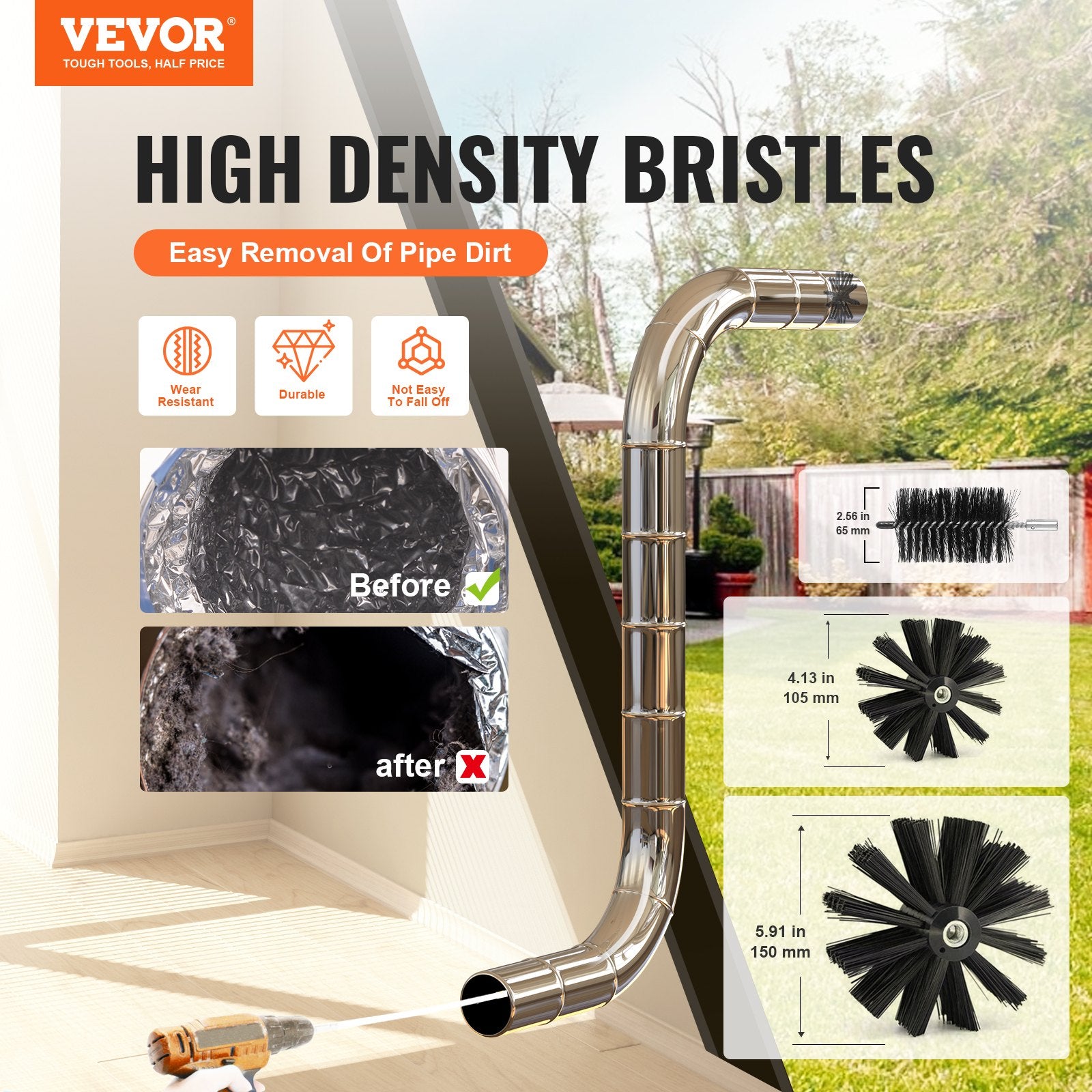 29 Pieces 12.2M Dryer Vent Cleaner Kit, Include 3 Different Sizes Flexible Lint Trap Brush, Reinforced Nylon V952-GDQJSSTK40YC672IRV0