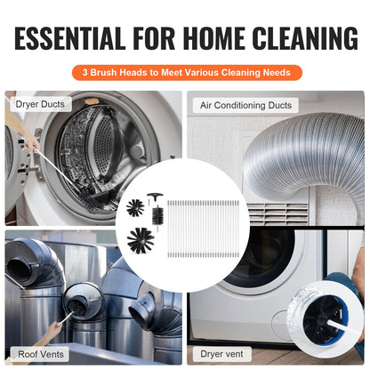 29 Pieces 12.2M Dryer Vent Cleaner Kit, Include 3 Different Sizes Flexible Lint Trap Brush, Reinforced Nylon V952-GDQJSSTK40YC672IRV0