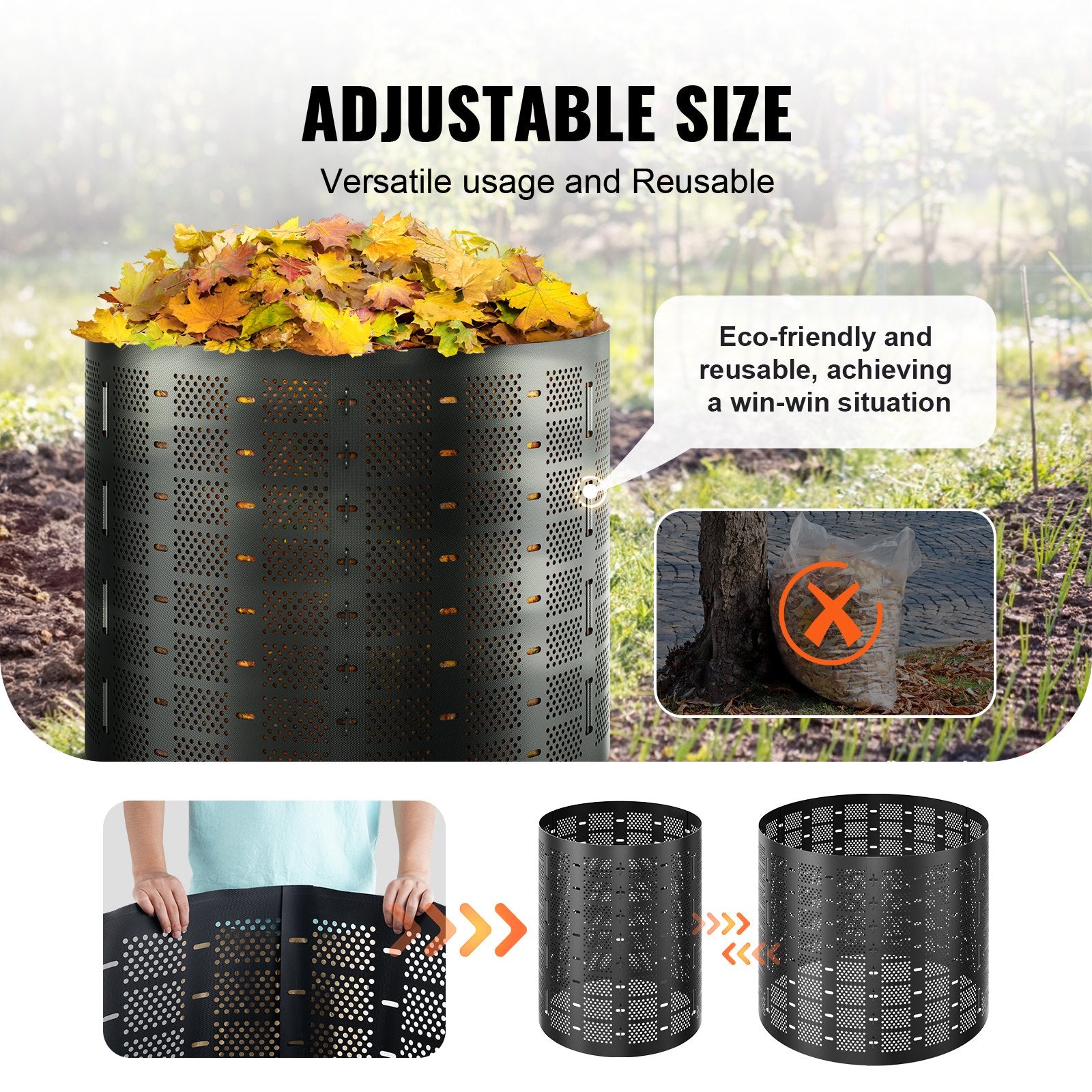 Compost Bin 1000 L, Outdoor Expandable Composter, Easy to Setup & Large Capacity Composting Bin, Fast V952-GDSDFXHSPE24XFBXXV0