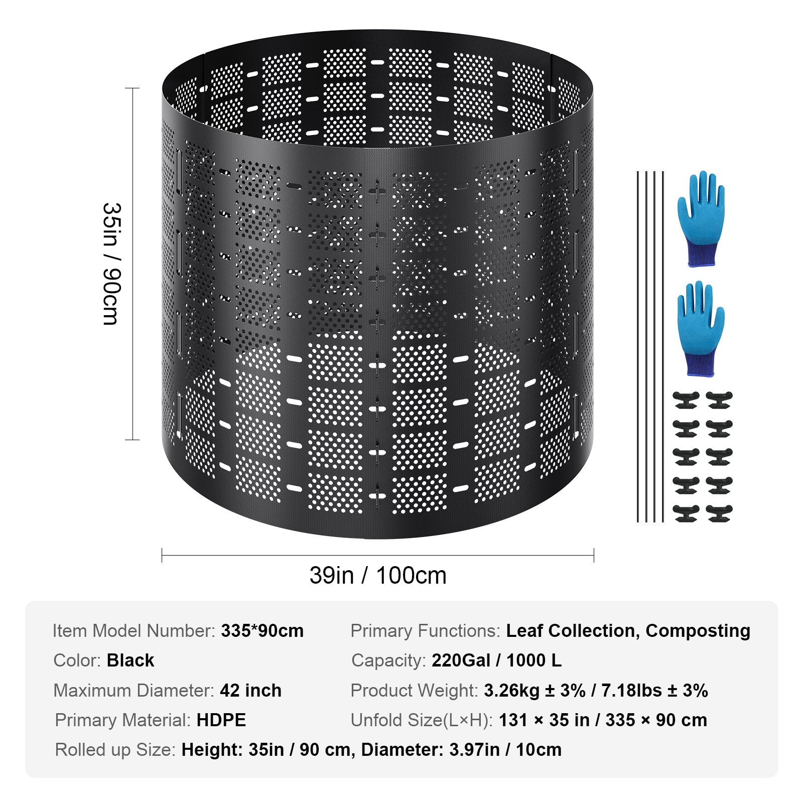 Compost Bin 1000 L, Outdoor Expandable Composter, Easy to Setup & Large Capacity Composting Bin, Fast V952-GDSDFXHSPE24XFBXXV0