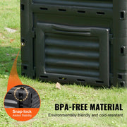 Garden Compost Bin 300 L, BPA Free Composter, Large Capacity Outdoor Composting Bin with Top Lid and Bottom V952-GDSDFXHSPP80WX06WV0
