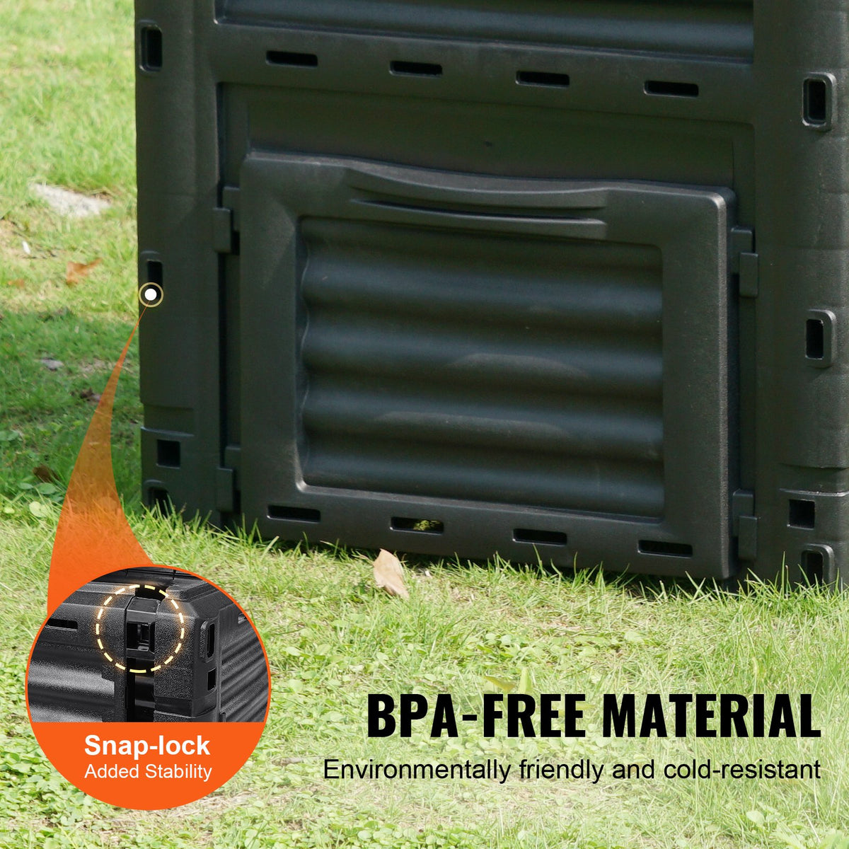 Garden Compost Bin 300 L, BPA Free Composter, Large Capacity Outdoor Composting Bin with Top Lid and Bottom V952-GDSDFXHSPP80WX06WV0