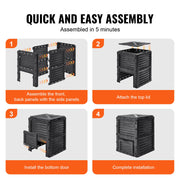 Garden Compost Bin 300 L, BPA Free Composter, Large Capacity Outdoor Composting Bin with Top Lid and Bottom V952-GDSDFXHSPP80WX06WV0