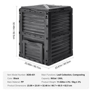 Garden Compost Bin 300 L, BPA Free Composter, Large Capacity Outdoor Composting Bin with Top Lid and Bottom V952-GDSDFXHSPP80WX06WV0
