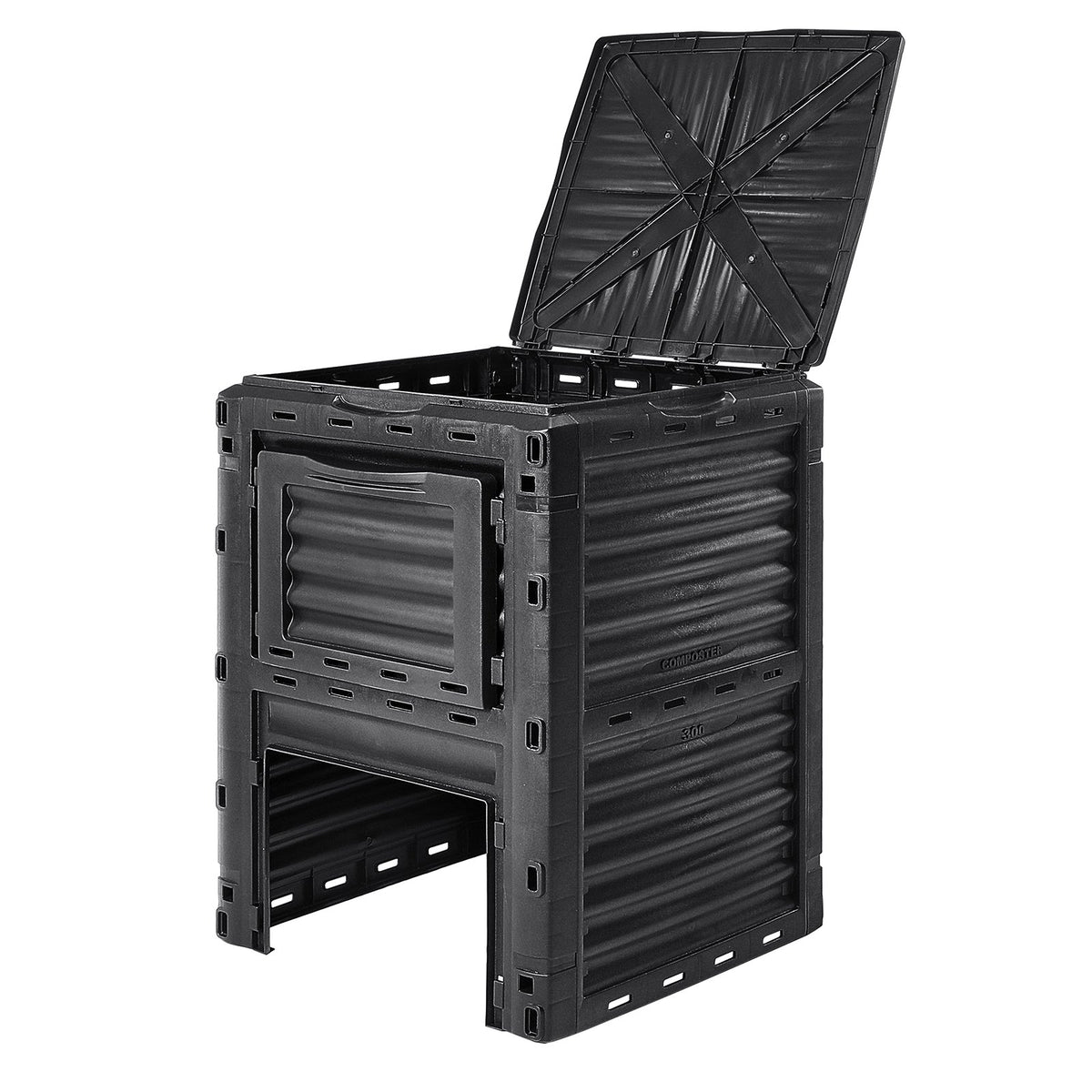 Garden Compost Bin 300 L, BPA Free Composter, Large Capacity Outdoor Composting Bin with Top Lid and Bottom V952-GDSDFXHSPP80WX06WV0