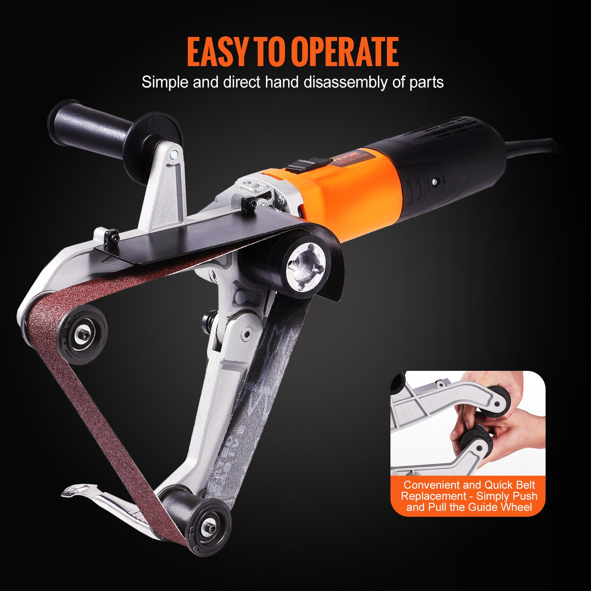 Pipe Tube Polisher Sander, 1300W Pipe Belt Sander with 6 Variable Speeds 1100-3200rpm, Professional Belt V952-GDSDJ800W15XVD0ZBV3