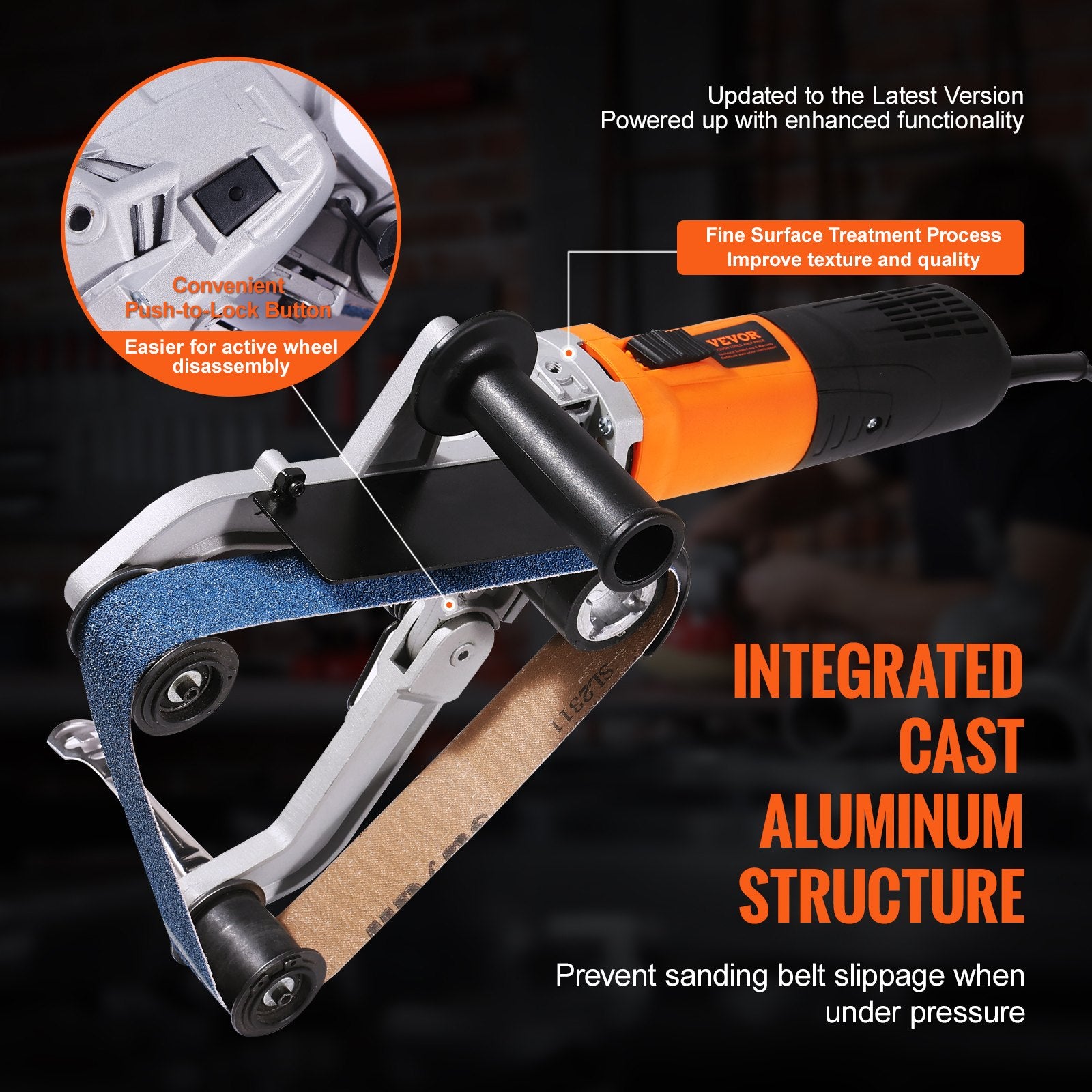 Pipe Tube Polisher Sander, 1300W Pipe Belt Sander with 6 Variable Speeds 1100-3200rpm, Professional Belt V952-GDSDJ800W15XW6KN0V3