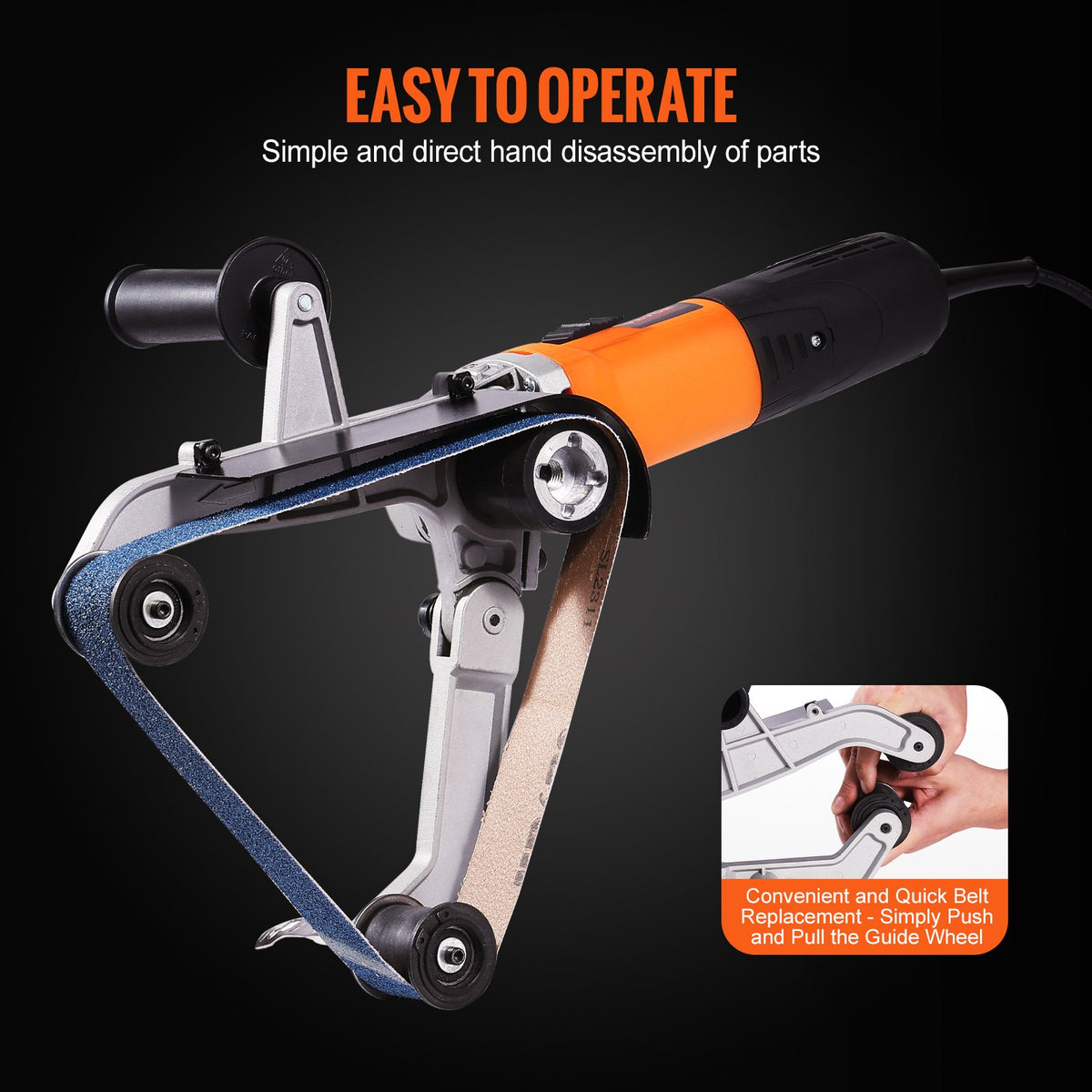 Pipe Tube Polisher Sander, 1300W Pipe Belt Sander with 6 Variable Speeds 1100-3200rpm, Professional Belt V952-GDSDJ800W15XW6KN0V3