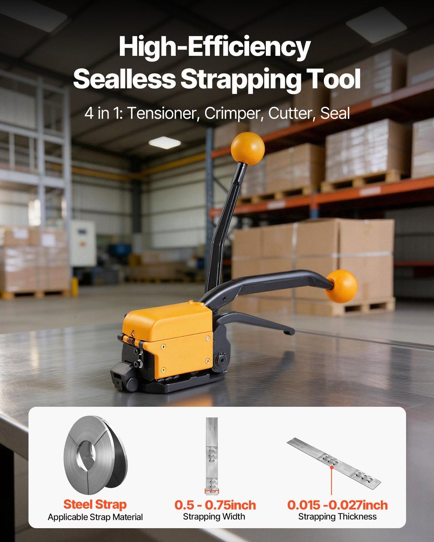 Banding Strapping Kit, Heavy Duty A3 Steel Banding Sealer Tool with Adjustable Width, Manual Metal Pallet V952-GDSDKZGJ1JTBB8XI3001V0