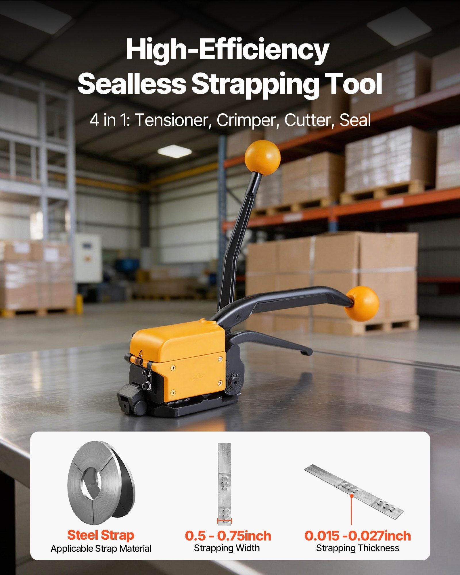 Banding Strapping Kit, Heavy Duty A3 Steel Banding Sealer Tool with Adjustable Width, Manual Metal Pallet V952-GDSDKZGJ1JTBB8XI3001V0