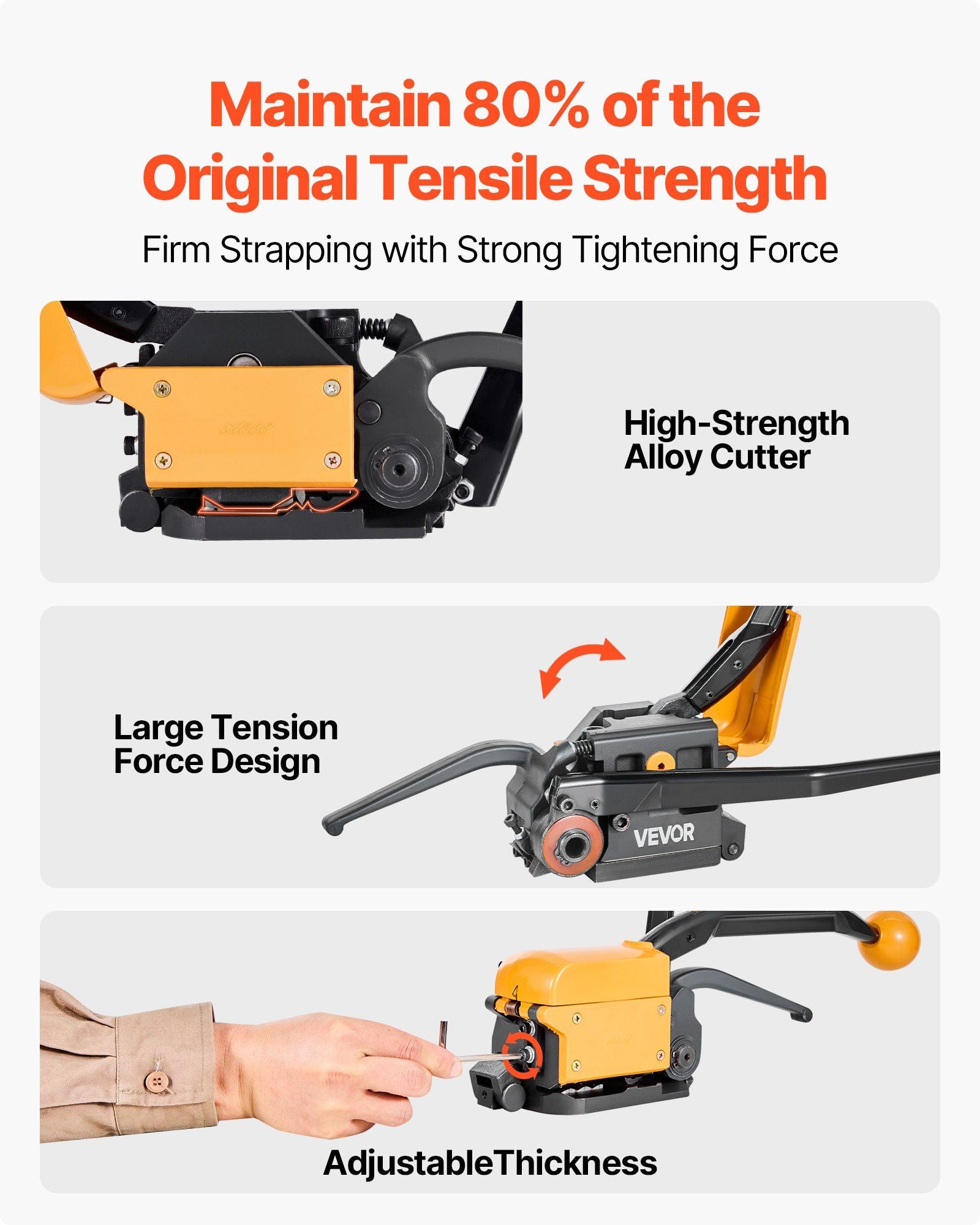 Banding Strapping Kit, Heavy Duty A3 Steel Banding Sealer Tool with Adjustable Width, Manual Metal Pallet V952-GDSDKZGJ1JTBB8XI3001V0