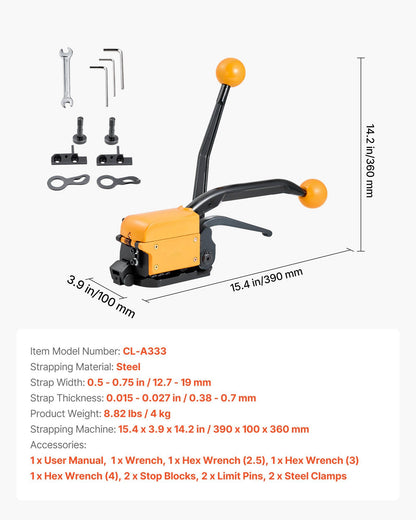 Banding Strapping Kit, Heavy Duty A3 Steel Banding Sealer Tool with Adjustable Width, Manual Metal Pallet V952-GDSDKZGJ1JTBB8XI3001V0