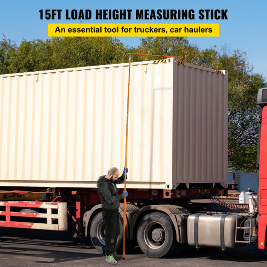 Load Height Measuring Stick, 15\' Sturdy Fiberglass Truck Height Stick with Adjustable Pole, Non-conductive V952-GDSSCLGBD15FTKQS0V0