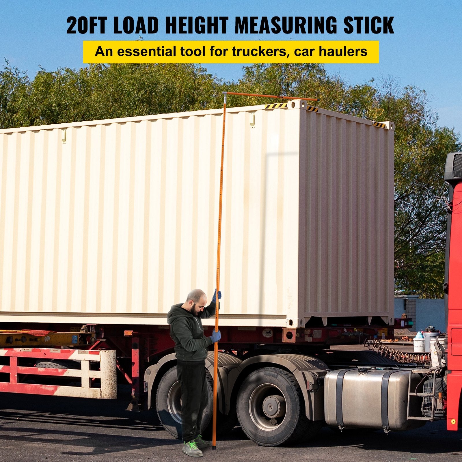 Load Height Measuring Stick 20' Sturdy Truck Height Stick Easy to Read V952-GDSSCLGBD20FT81GGV0