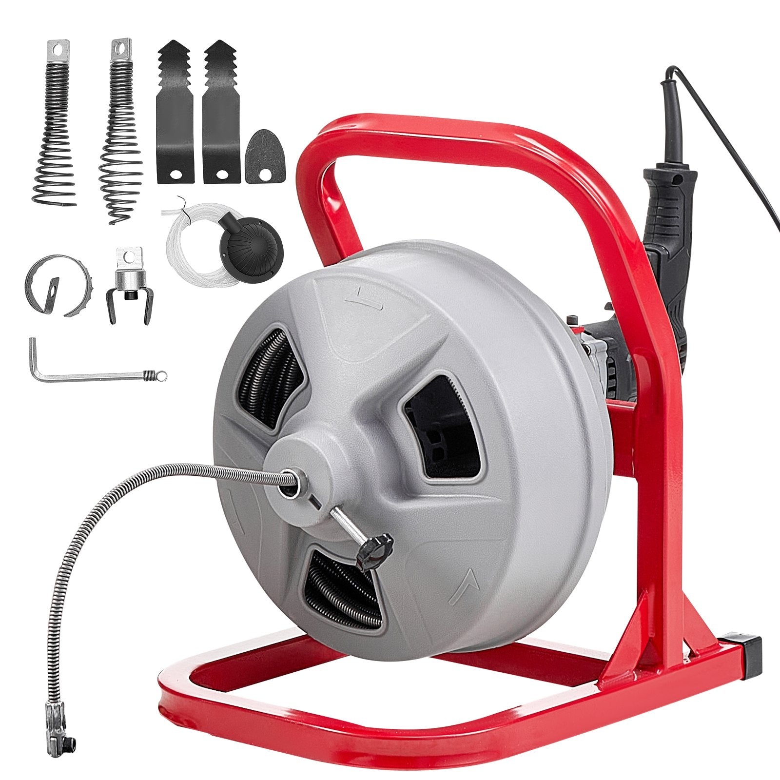 Drain Cleaner Machine 15m x 8mm, Sewer Snake Auger with 228RPM Electric Drill, Manual Feed Drain Cleaning V952-GDSTJLSGTSSD08LY3001V3